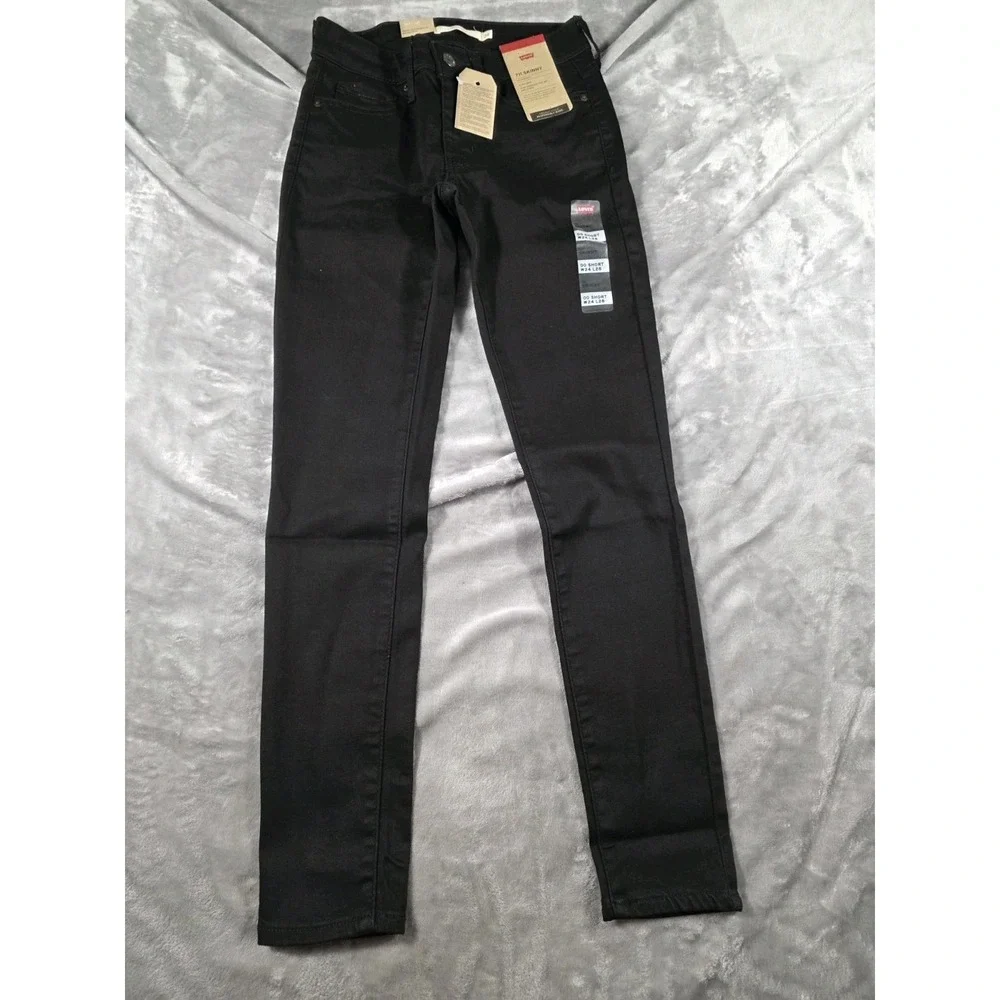 NWT Levi's 711 Women's Mid-Rise Skinny Ankle Jeans Sz 00 Short (24W X 28L) Black
